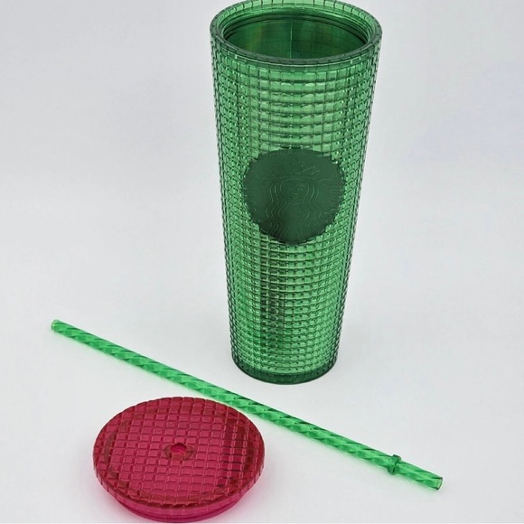 Starbucks Watermelon Green & Pink Grid Iridescent Cup Tumbler Venti 24oz 2023 - Picture 8 of 16